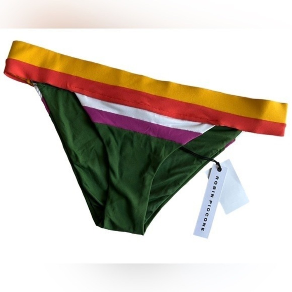 NWOT Robin Piccone XL Suzie Color Block Banded Bikini Bottom 112041 - Picture 2 of 5